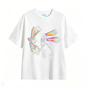 Remera Algodón Estampado Esqueleto Estrellas Psychedelic