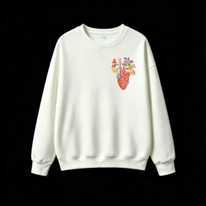 主图_2 Buzo Cuello Redondo Algodón Estampado Corazón Floral Arte Urbano Premium