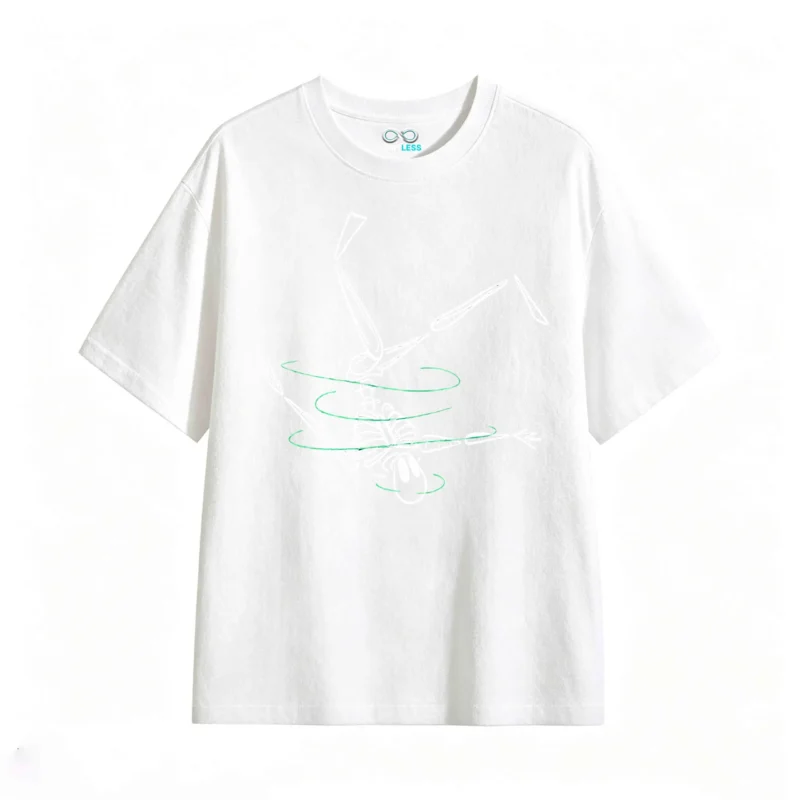 Remera Algodón Estampado Esqueleto Nadador Diseño Urbano