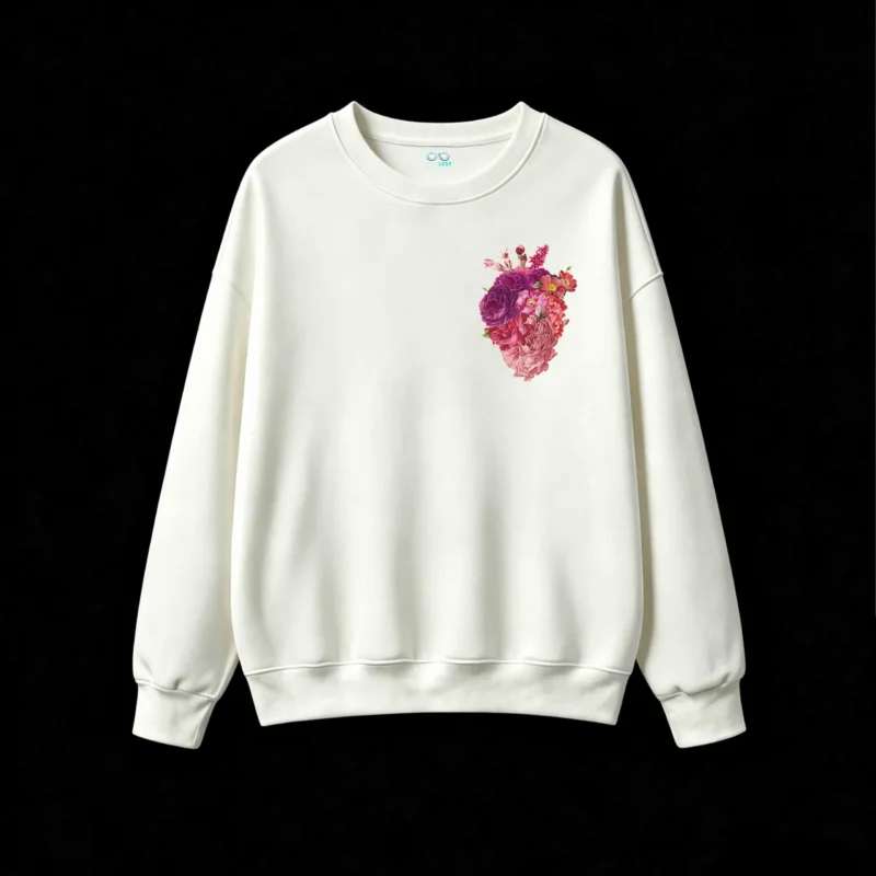 主图_2 Buzo Cuello Redondo Algodón Estampado Flores Vintage Diseño Artístico
