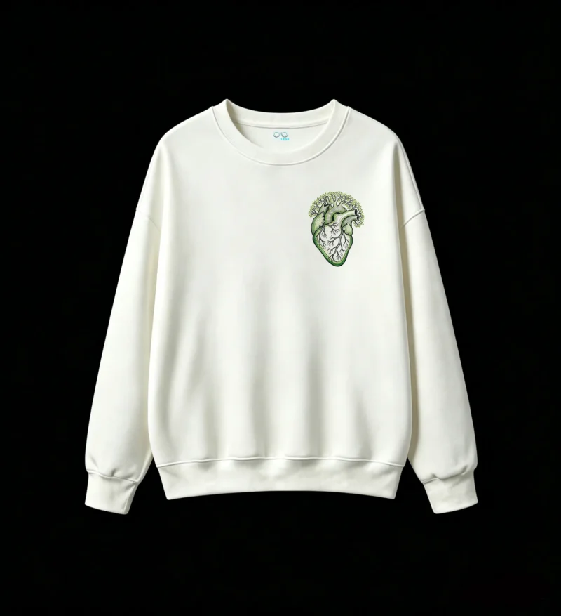 Buzo Cuello Redondo Algodón Estampado Corazón Árbol Diseño Nature Premium