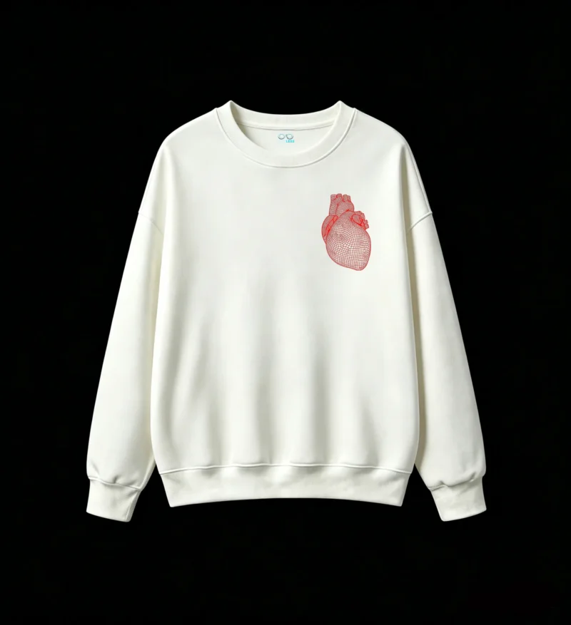 主图_2 Buzo Cuello Redondo Algodón Estampado Corazón 3D Wireframe Diseño Moda