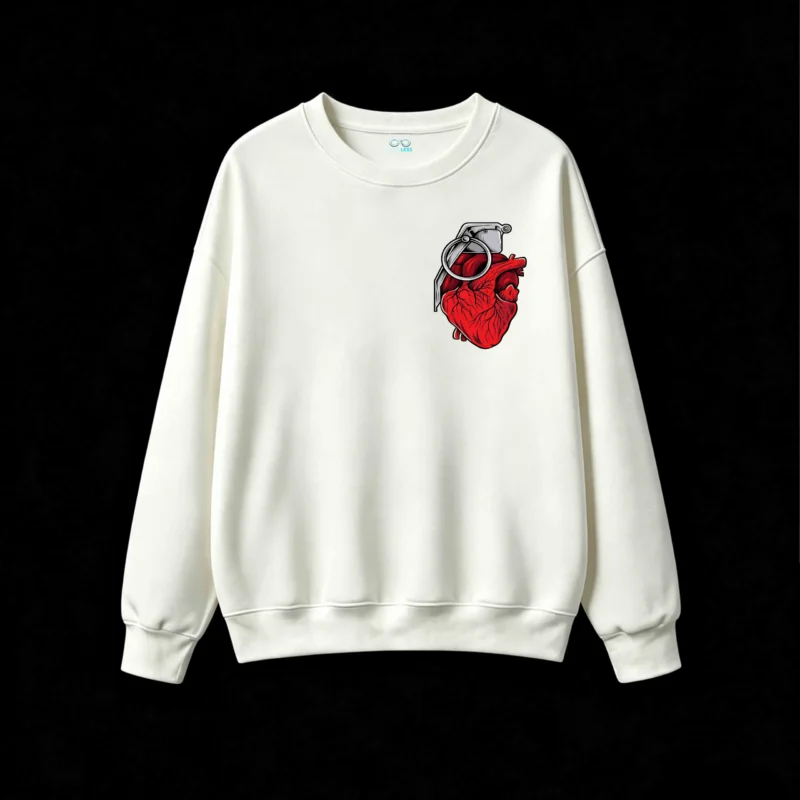 Buzo Cuello Redondo Algodón Estampado Corazón Granada Urbano Premium