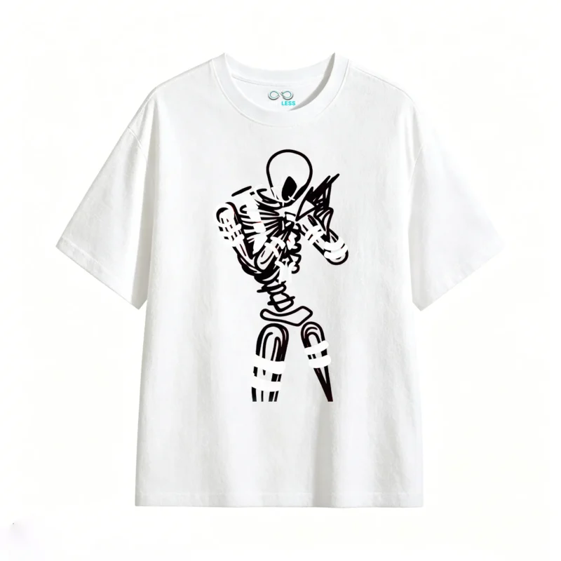Remera Algodón Estampado Esqueleto Abstracto Diseño Urbano