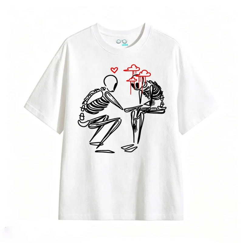 主图_2 Remera Algodón Estampado Gótico Nubes Corazón Grunge Premium