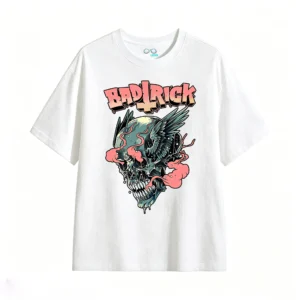 Remera Badtrick Algodón Estampada Calavera Alas Premium