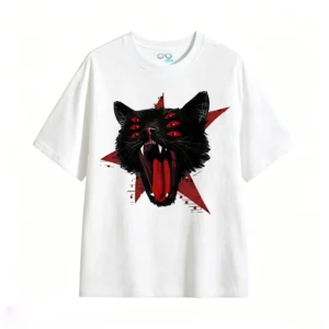 Remera Algodón Estampado Gato Ocultista Grunge Oversize Moda