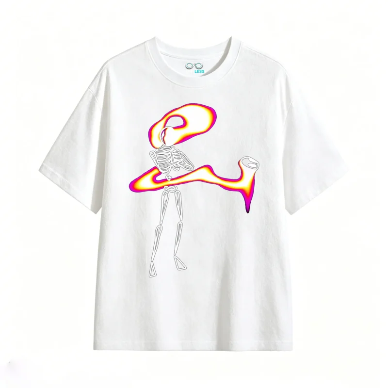 主图_2 Remera Algodón Estampado Esqueleto Neon Oversize Urbano Premium