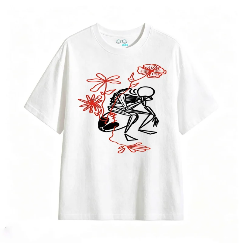 Remera Algodón Estampado Flores Abstractas Casual Premium