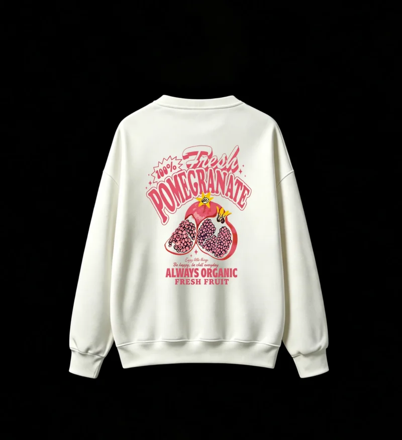 100% Fresh Pomegranate Graphic Back Print Sweatshirt