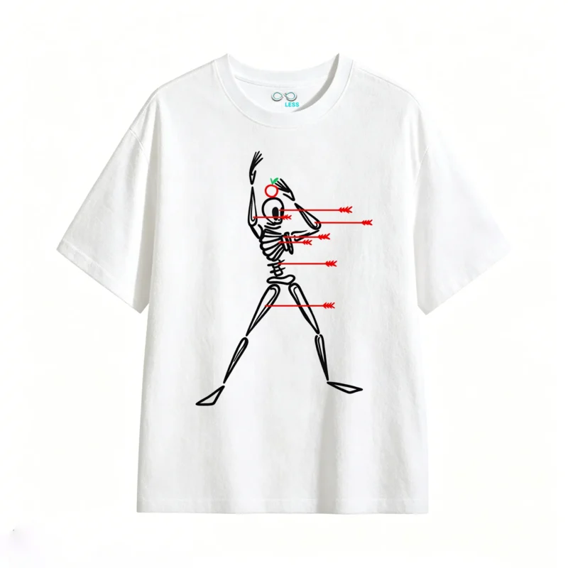 主图_2 Remera Algodón Estampado Esqueleto Flechas Diseño Urbano