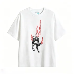 Remera Algodón Estampado Fuego Calavera Aesthetic Oversize