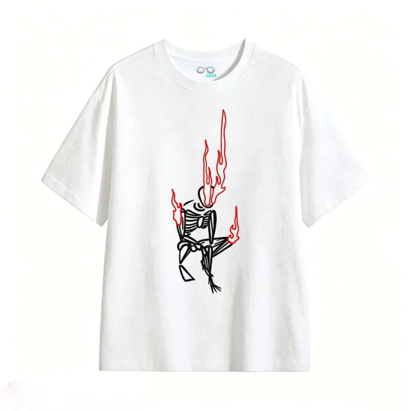 Remera Algodón Estampado Fuego Calavera Aesthetic Oversize
