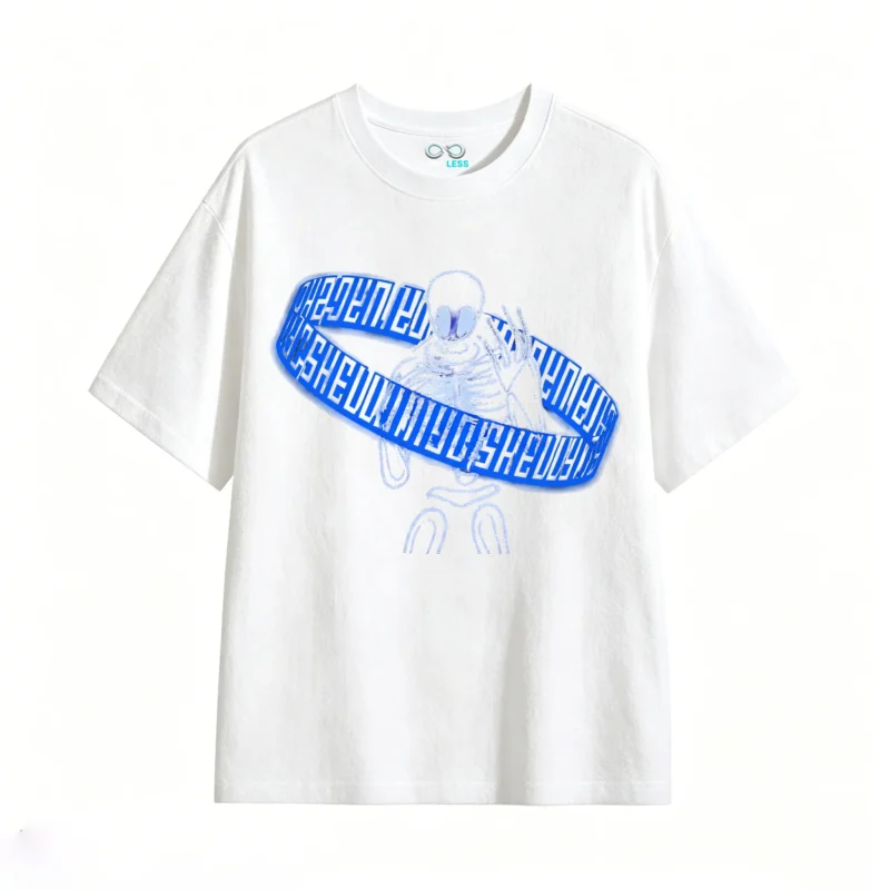 Remera Algodón Estampado Esqueleto Blue Urbano Oversize