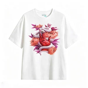 Remera Algodón Estampado Serpiente Flores Gótico Casual Premium