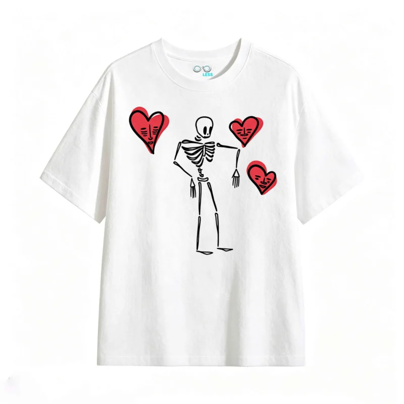 主图_2 Remera Algodón Estampado Corazones Aesthetic Oversize Premium