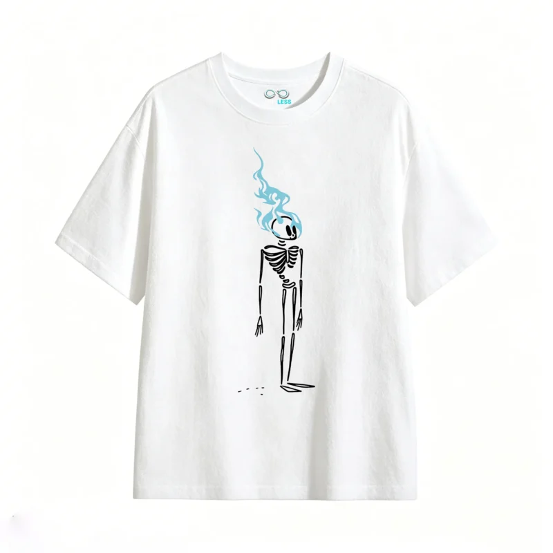 主图_2 Remera Algodón Estampado Calavera Fuego Urbano Oversize