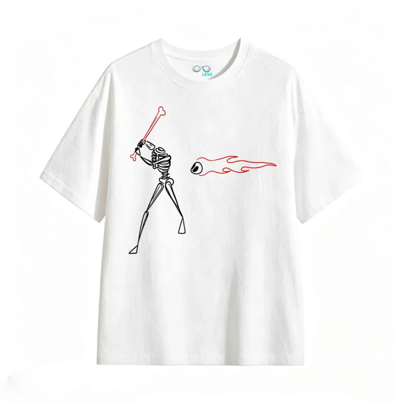 Remera Algodón Estampado Esqueleto Fuego Full Print Calidad