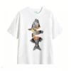 Remera Algodón Estampado Pez Naranja Diseño Surrealista Urbano