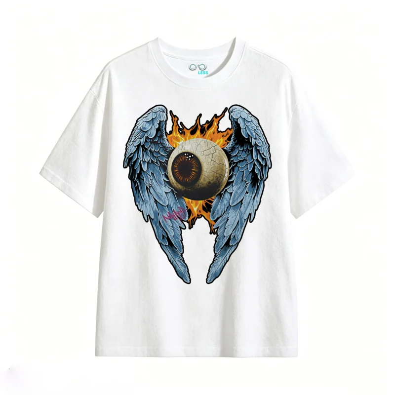 Remera Algodón Estampado Ojo Alas Fuego Oversize Premium