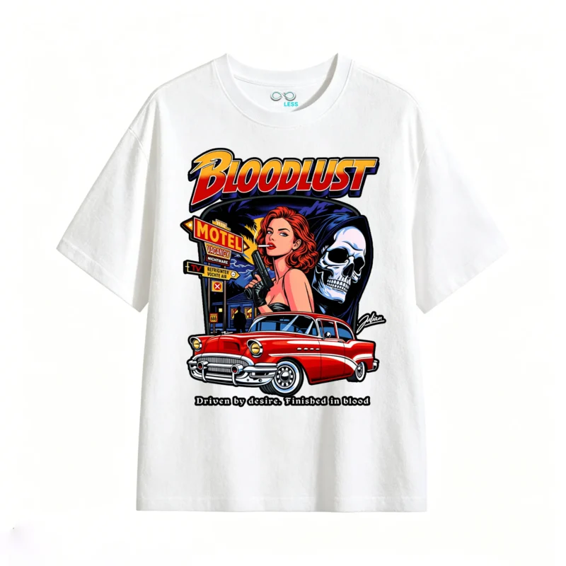 Remera Algodón Bloodlust Estampado Retro Calavera Premium