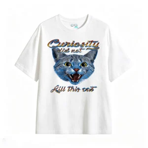 主图_2 Remera Algodón Estampada Gato Curiosity Diseño Original Moda