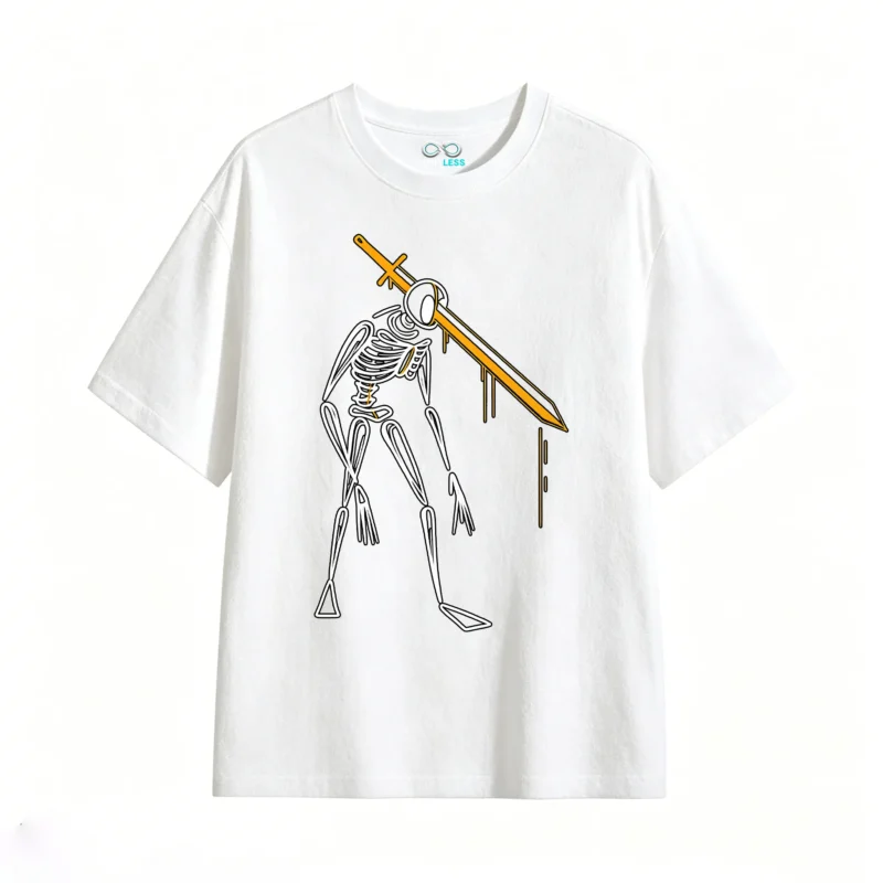 主图_2 Remera Algodón Estampado Esqueleto Espada Diseño Urbano