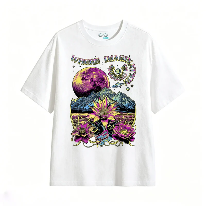 Remera Algodón Estampado Espacial Flores Psicodélico Premium