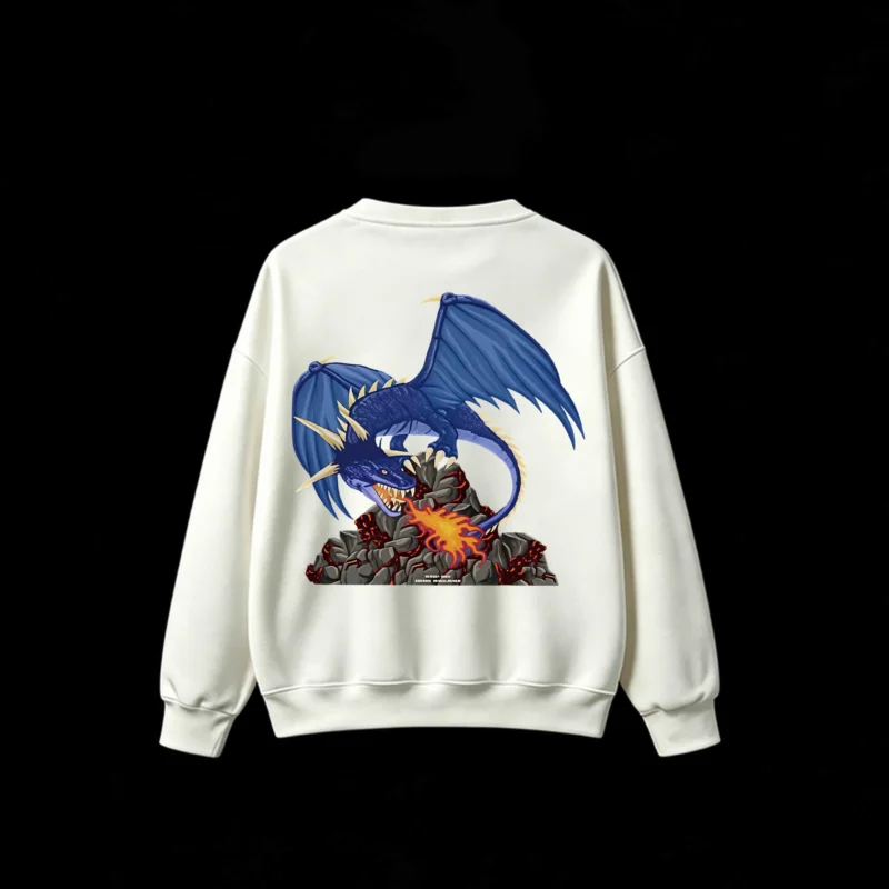 主图_2 Blue Fire Dragon Back Print Sweatshirt