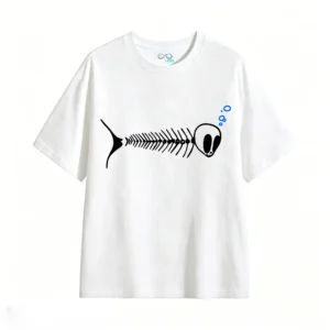 Remera Algodón Estampado Espina Pez Diseño Urbano Premium