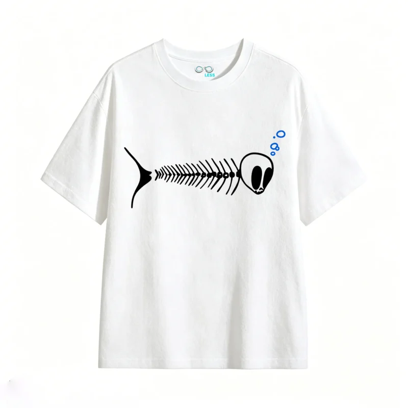 主图_2 Remera Algodón Estampado Espina Pez Diseño Urbano Premium