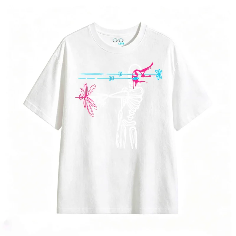 Remera Algodón Estampado Esqueleto Neon Urbano Oversize