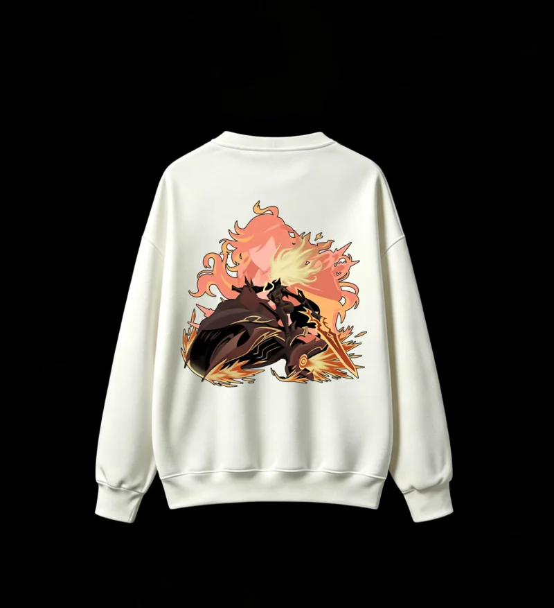 Anime Flame Sword Warrior Back Print Sweatshirt