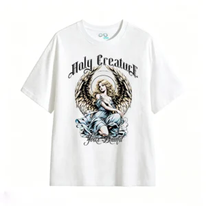 Remera Algodón Holy Creator Estampado Ángel Oversize Urbano