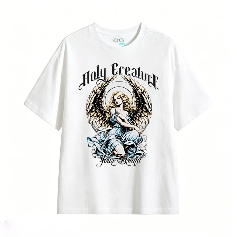 Remera Algodón Holy Creator Estampado Ángel Oversize Urbano