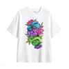 Remera Algodón Estampado Serpientes Flores Diseño Artístico