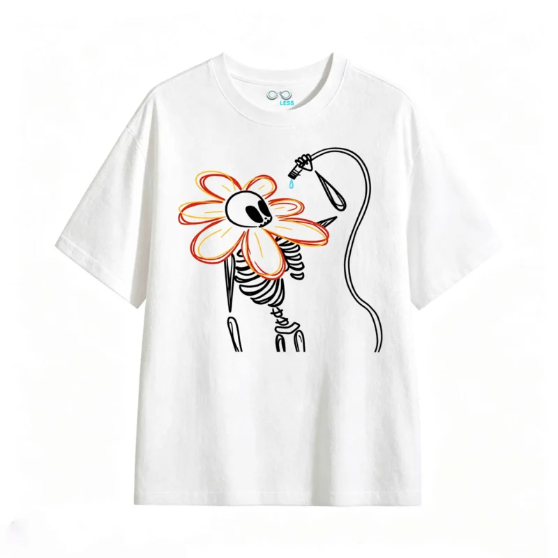 Remera Algodón Estampada Flor Arte Neón Diseño Exclusivo