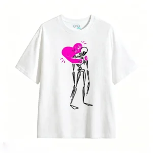 Remera Algodón Estampado Corazón Kawaii Oversize Premium