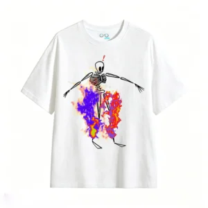 Remera Algodón Estampado Esqueleto Artístico Casual Premium