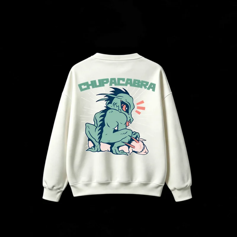 Chupacabra Mythical Creature Back Print Sweatshirt