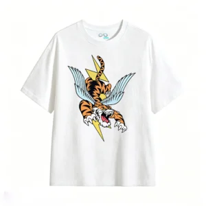Remera Algodón Estampada Tigre Alado Rayo Diseño Urbano