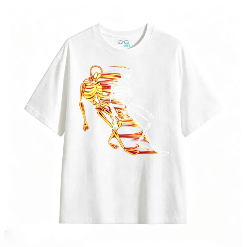 Remera Algodón Estampado Esqueleto Fuego Full Print Urbano