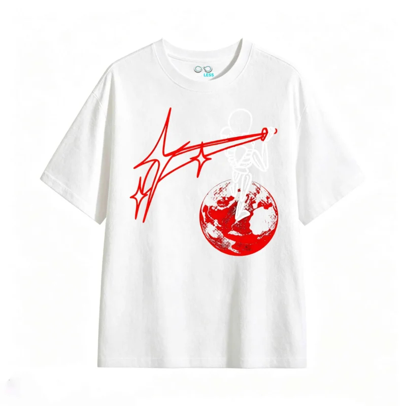 主图_2 Remera Algodón Estampado Esqueleto Planeta Estilo Urbano