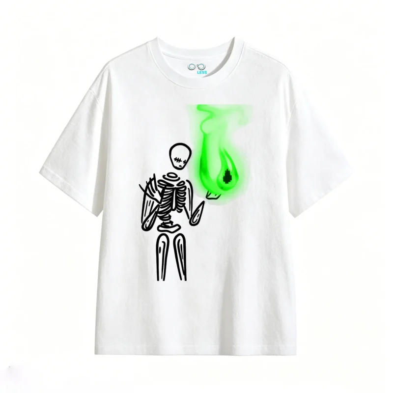 主图_2 Remera Algodón Estampado Calavera Fuego Neon Urbano Premium