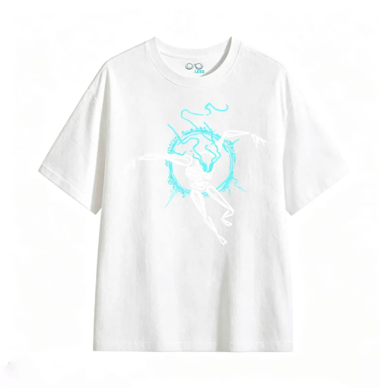 主图_2 Remera Algodón Estampado Esqueleto Neón Urbano Oversize