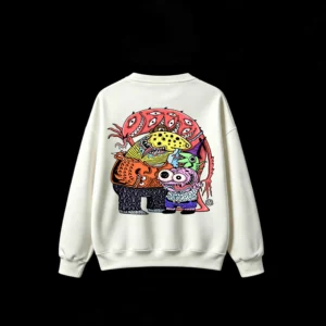 主图_2 Psychedelic Monster Art Back Print Crew Neck Sweatshirt