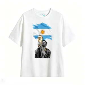 主图_2 Remera Conmemorativa Messi Copa Mundial, Algodón para Hinchas Albicelestes