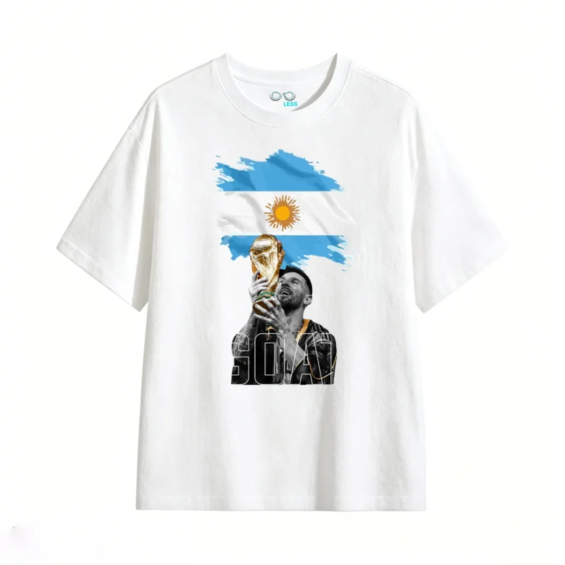 Remera Conmemorativa Messi Copa Mundial, Algodón para Hinchas Albicelestes
