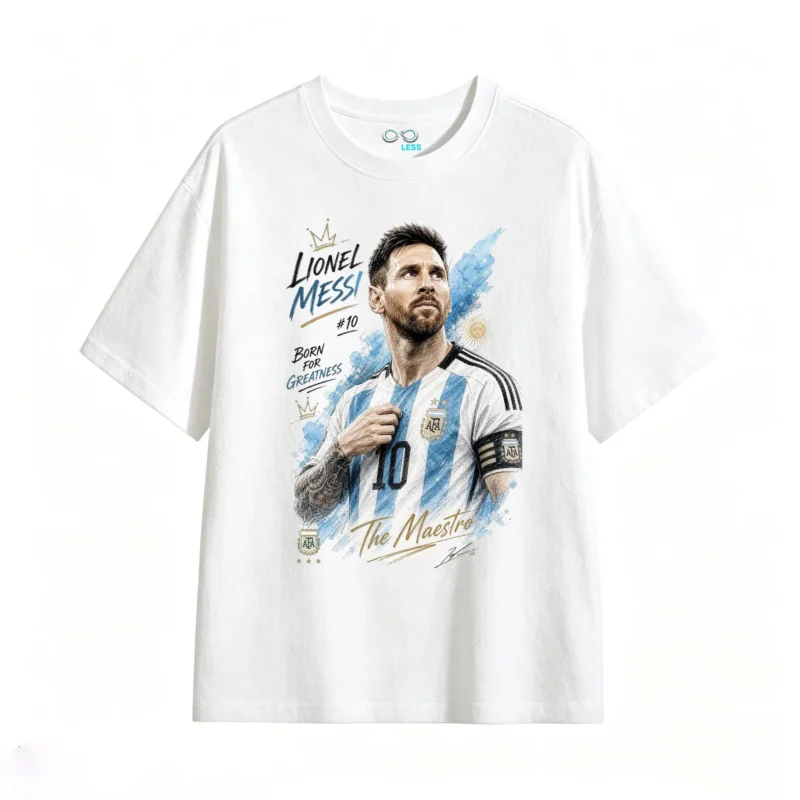 Remera Algodón Messi El Maestro para Hinchas Albicelestes