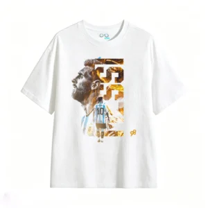 主图_2 Remera Algodón Retrato Messi Letras Verticales para Hinchas Argentinos
